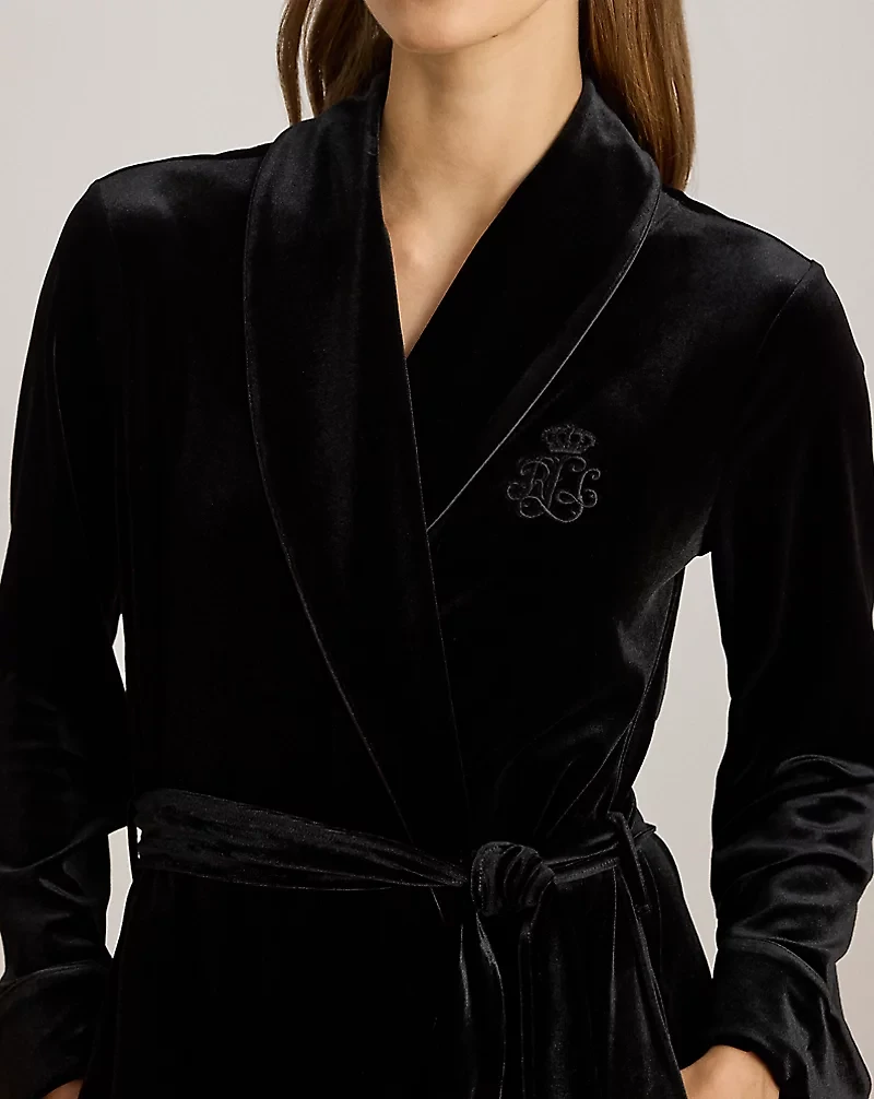 Velvet Long Shawl-Collar Robe
