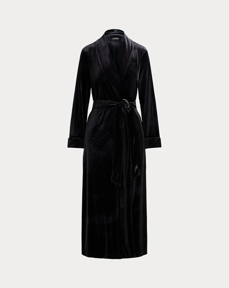 Velvet Long Shawl-Collar Robe