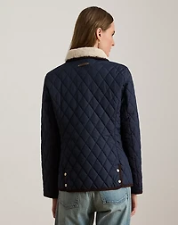 Faux-Shearling-Trim Quilted Jacket