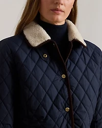 Faux-Shearling-Trim Quilted Jacket