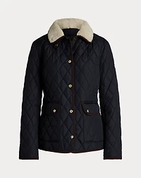 Faux-Shearling-Trim Quilted Jacket