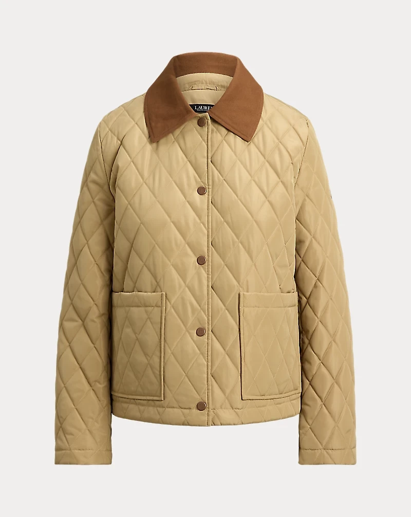 Twill-Trim Diamond-Quilted Barn Jacket