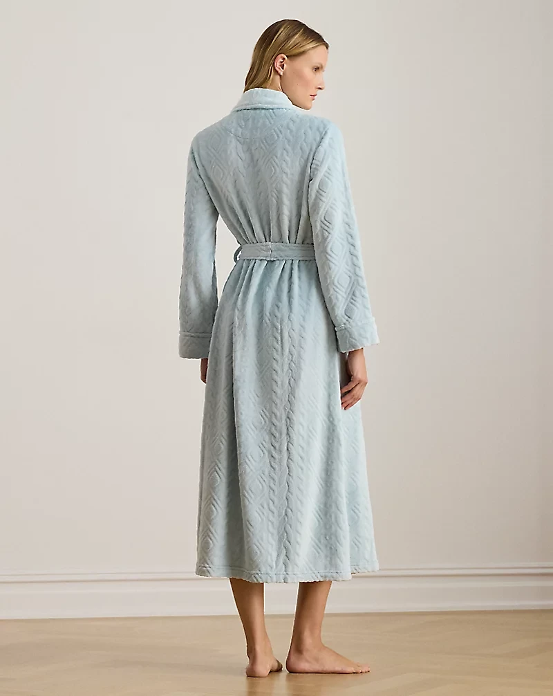 Belted Chenille Shawl-Collar Long Robe