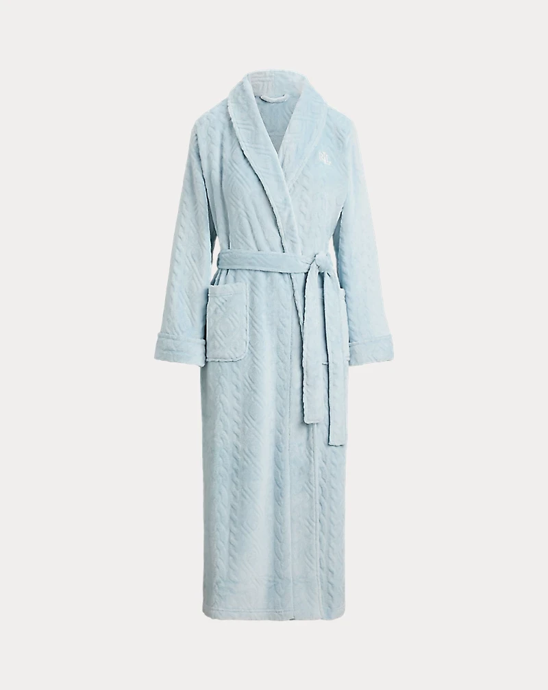 Belted Chenille Shawl-Collar Long Robe