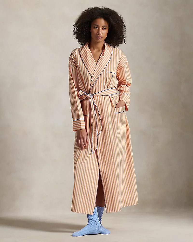 Striped Cotton Poplin Robe