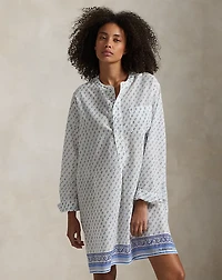 Block-Print Cotton Voile Sleep Shirt
