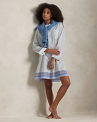 Block-Print Cotton Voile Sleep Shirt