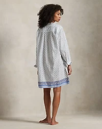 Block-Print Cotton Voile Sleep Shirt