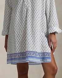 Block-Print Cotton Voile Sleep Shirt