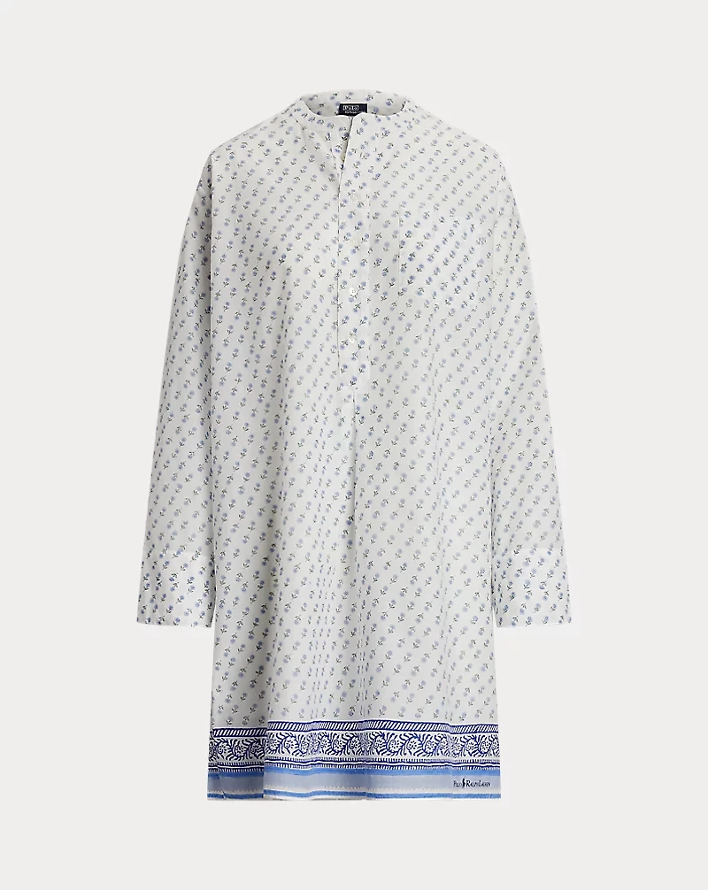 Block-Print Cotton Voile Sleep Shirt