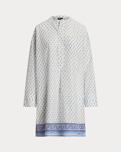 Block-Print Cotton Voile Sleep Shirt