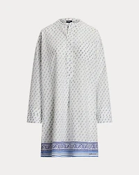 Block-Print Cotton Voile Sleep Shirt