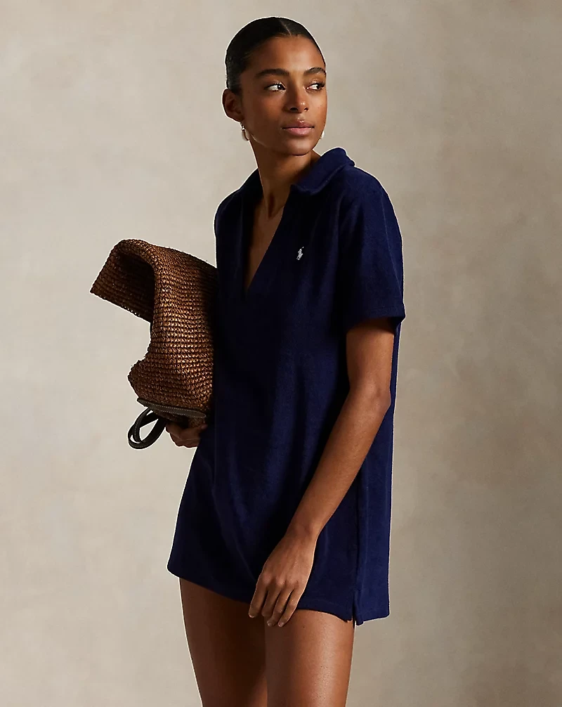 Cotton Terry Polo Dress Cover-Up