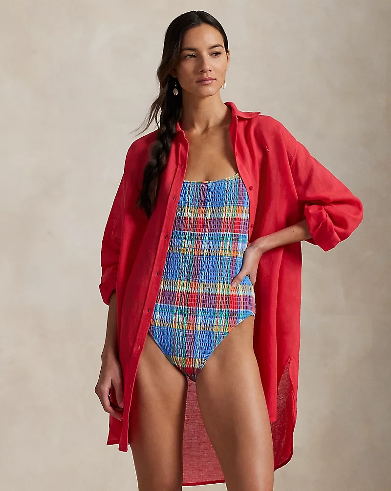 Plaid Scoopback One-Piece Swimsuit
