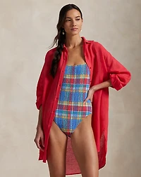 Plaid Scoopback One-Piece Swimsuit
