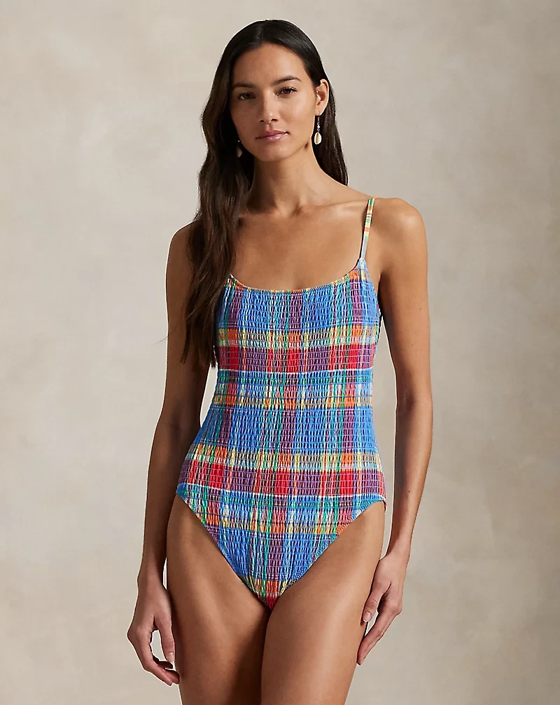 Plaid Scoopback One-Piece Swimsuit