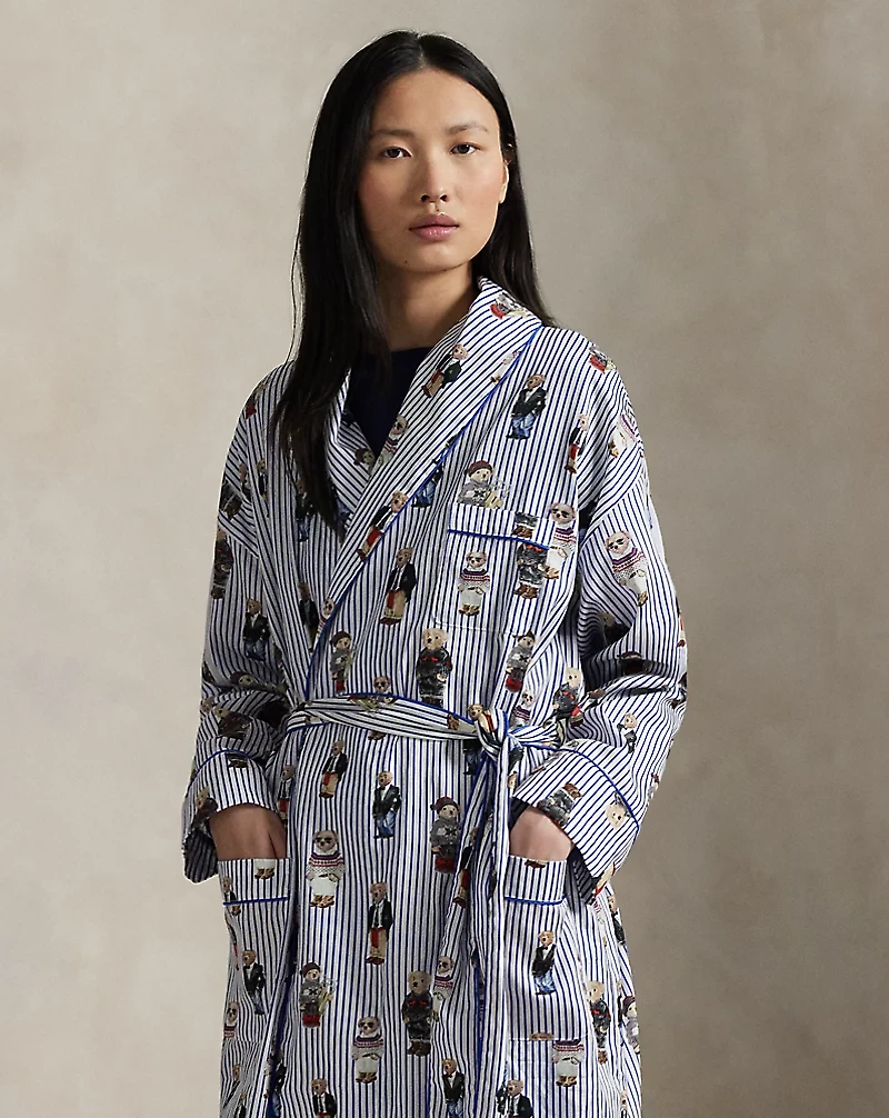 Striped Polo Bear Cotton Robe