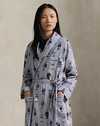 Striped Polo Bear Cotton Robe