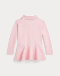 Cotton Mesh Peplum Polo Shirt