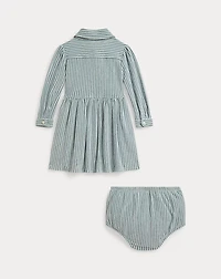 Striped Mesh Oxford Dress