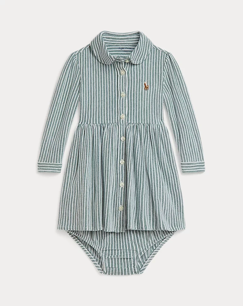 Striped Mesh Oxford Dress