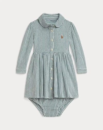 Striped Mesh Oxford Dress