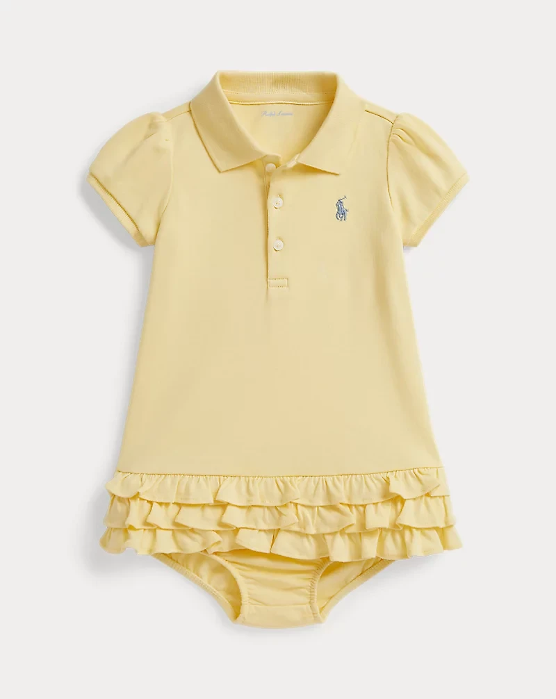 Ruffled Cotton Polo Dress & Bloomer