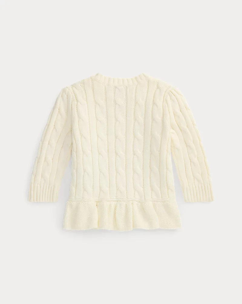 Cable-Knit Cotton Peplum Sweater