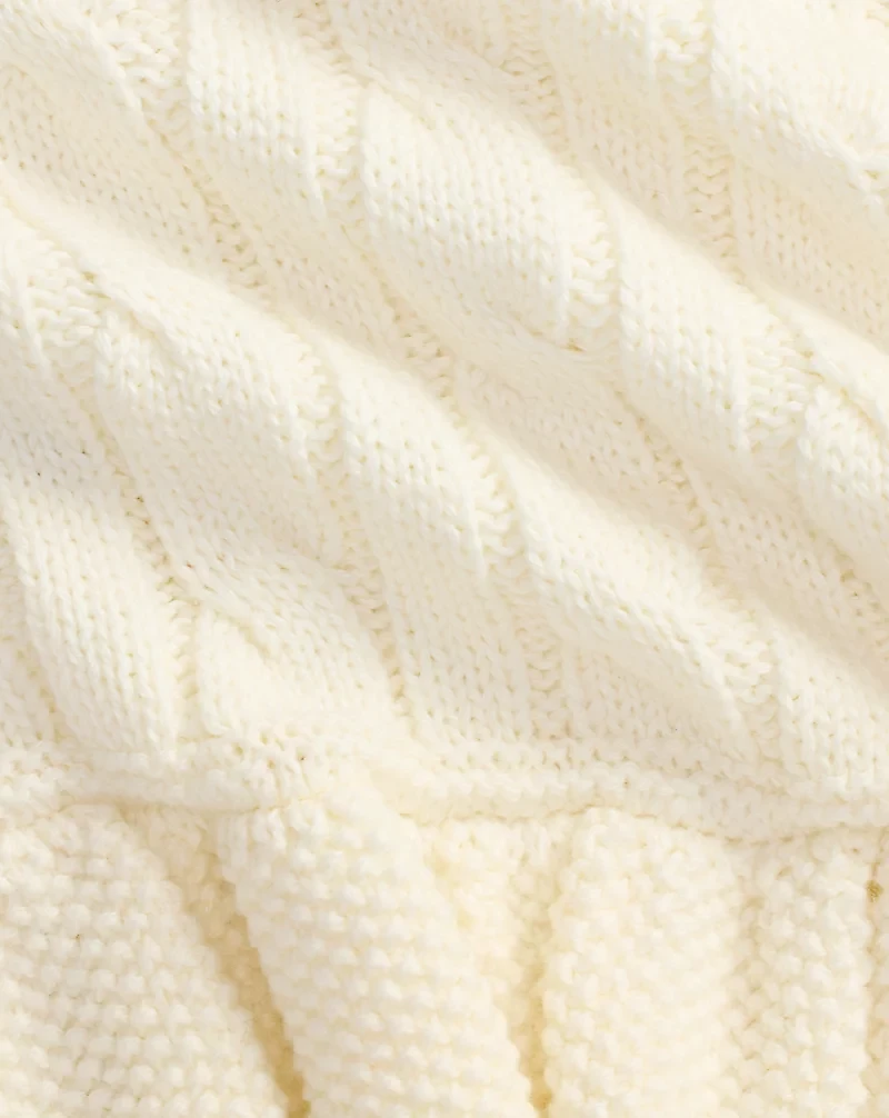 Cable-Knit Cotton Peplum Sweater