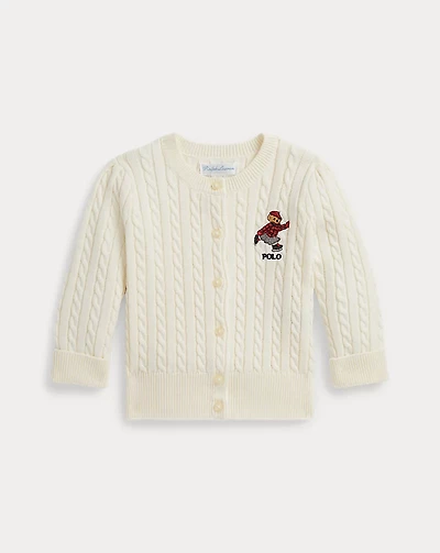 Polo Bear Mini-Cable Cotton Cardigan