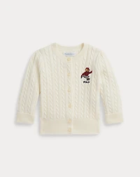 Polo Bear Mini-Cable Cotton Cardigan