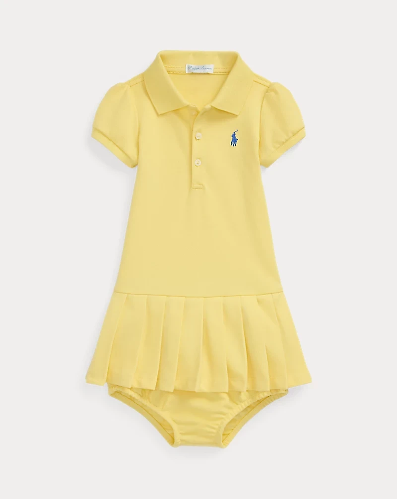 Pleated Mesh Polo Dress & Bloomer
