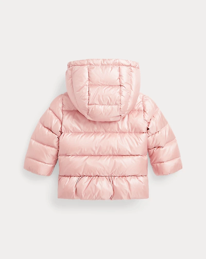 Metallic Down Hooded Peplum Jacket