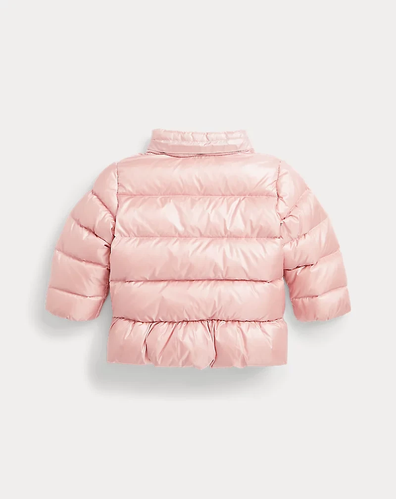 Metallic Down Hooded Peplum Jacket