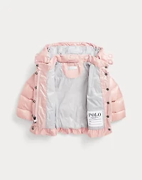 Metallic Down Hooded Peplum Jacket
