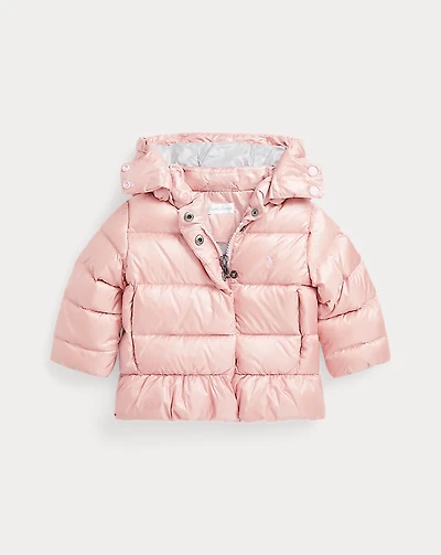 Metallic Down Hooded Peplum Jacket