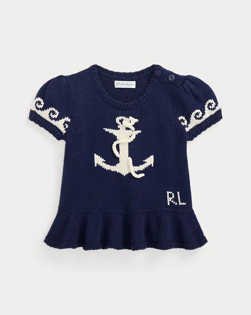 Anchor Short-Sleeve Cotton Sweater