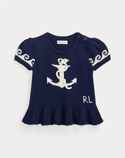 Anchor Short-Sleeve Cotton Sweater