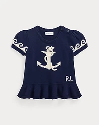 Anchor Short-Sleeve Cotton Sweater