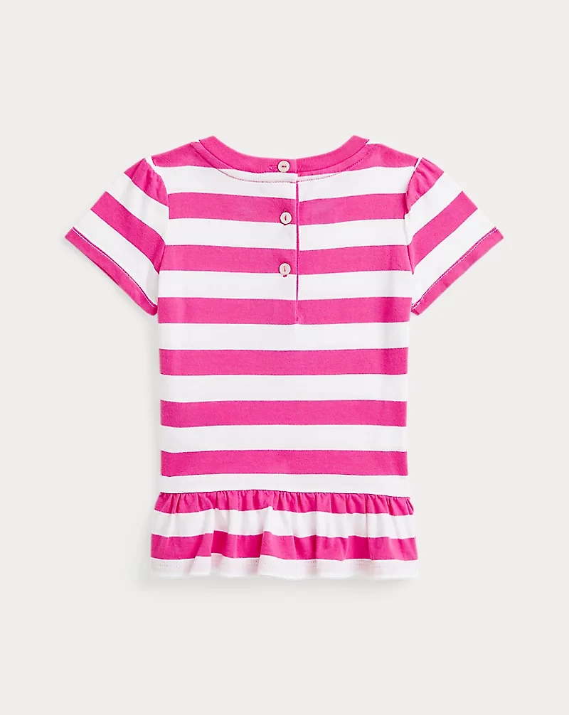 Striped Polo Bear Cotton Peplum Tee