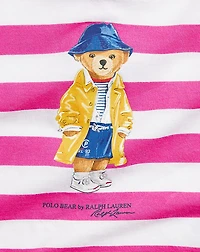 Striped Polo Bear Cotton Peplum Tee