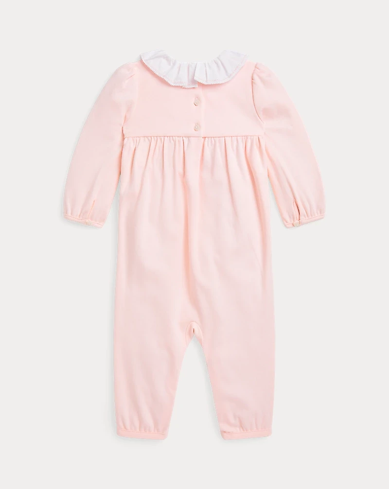 Smocked Organic Cotton Coverall
