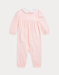 Smocked Organic Cotton Coverall