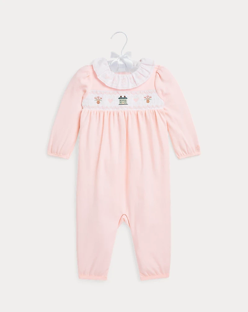 Smocked Organic Cotton Coverall
