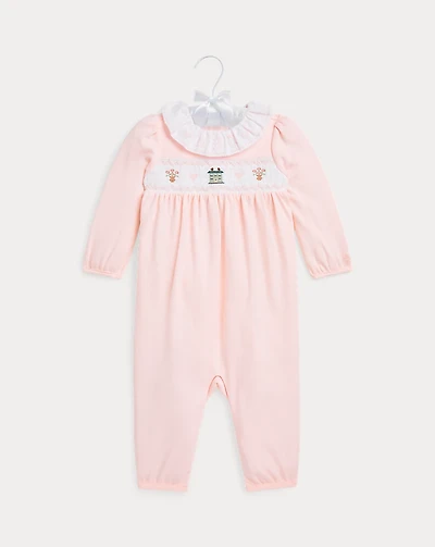 Smocked Organic Cotton Coverall