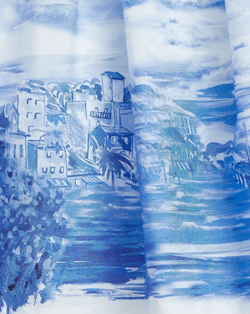 Seaside-Print Cotton Dress & Bloomer