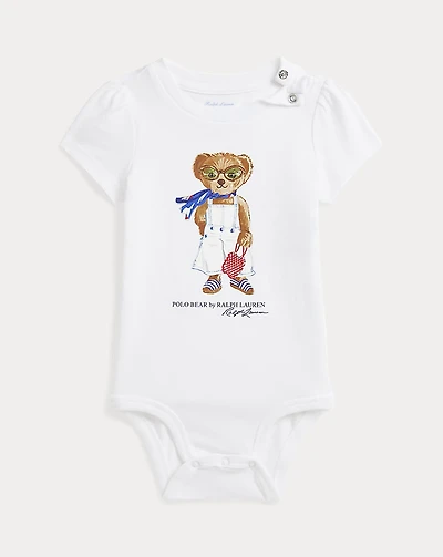 Polo Bear Cotton Jersey Bodysuit