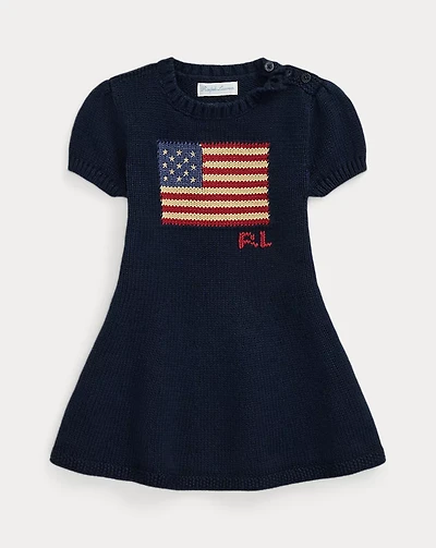 Flag-Intarsia Cotton Sweater Dress