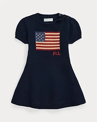 Flag-Intarsia Cotton Sweater Dress