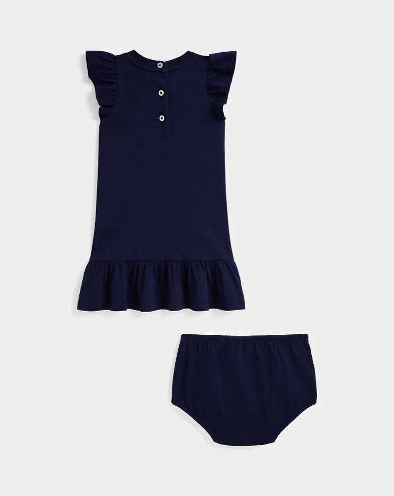 Polo Bear Cotton Jersey Dress & Bloomer